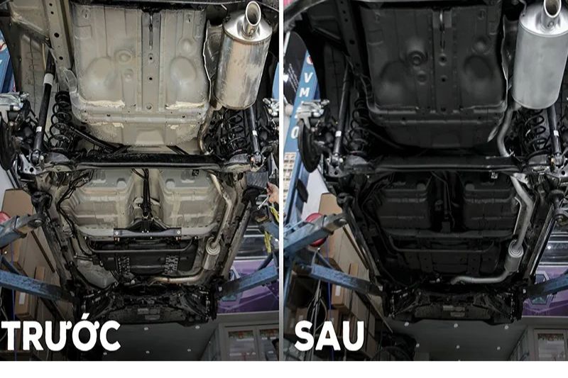 Sự khác biệt giữa trước và sau khi phủ gầm xe